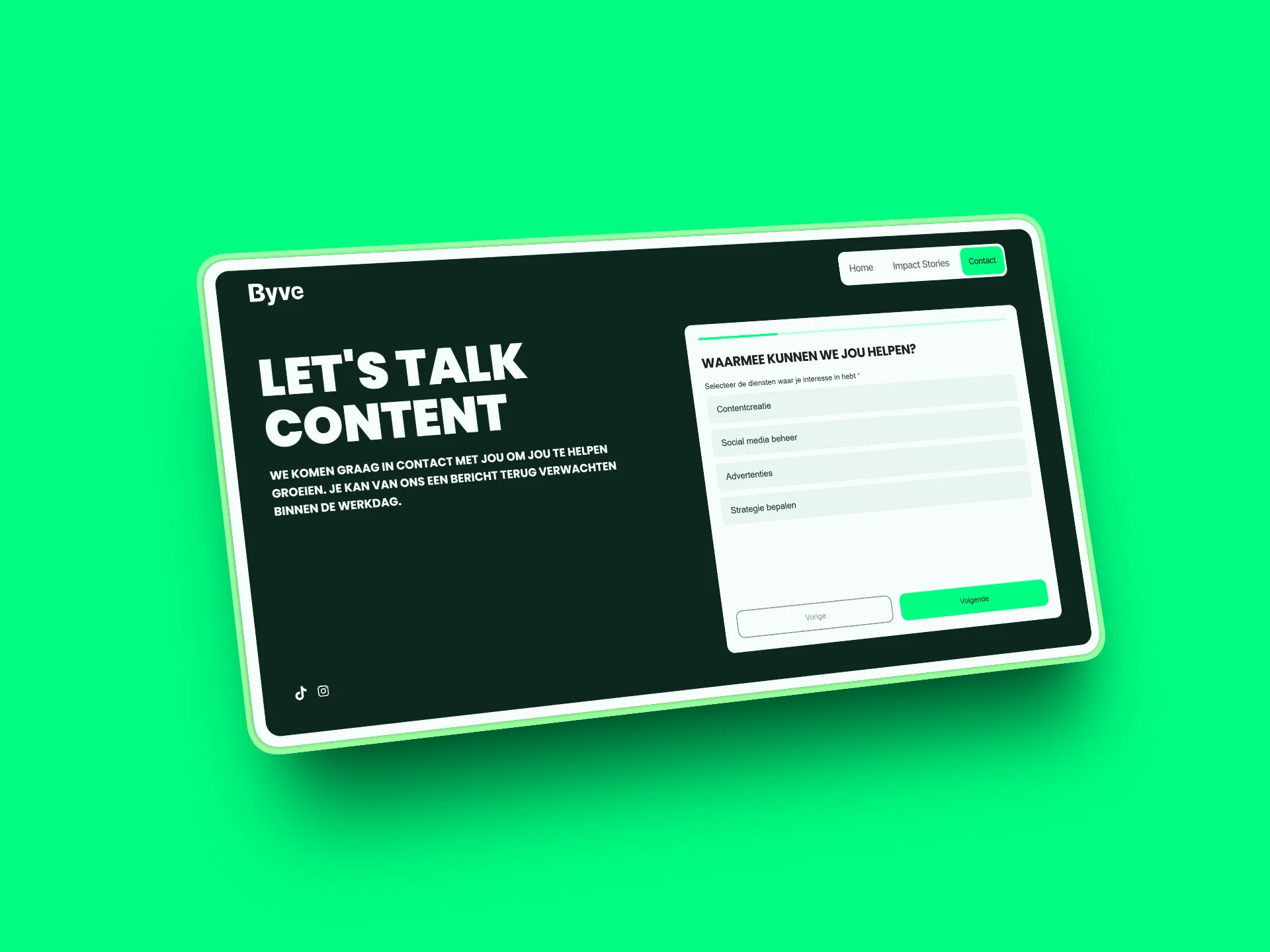 Contact page Byve